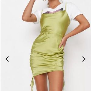 Satin green mini dress